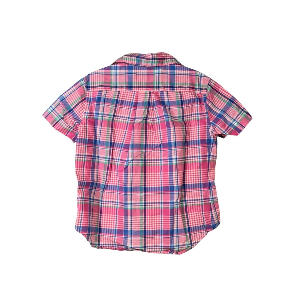 Ralph Lauren Boys Short Sleeve Pink & Blue Plaid Shirt 3T Natural Stretch Cotton - Picture 2 of 3